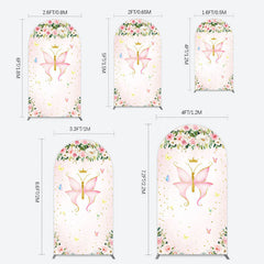 Lofaris Fairy Floral Pink Butterfly Birthday Arch Backdrop