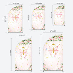 Lofaris Fairy Floral Pink Butterfly Birthday Half Moon Arch Backdrop