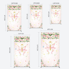 Lofaris Fairy Floral Pink Butterfly Birthday Rectangle Backdrop
