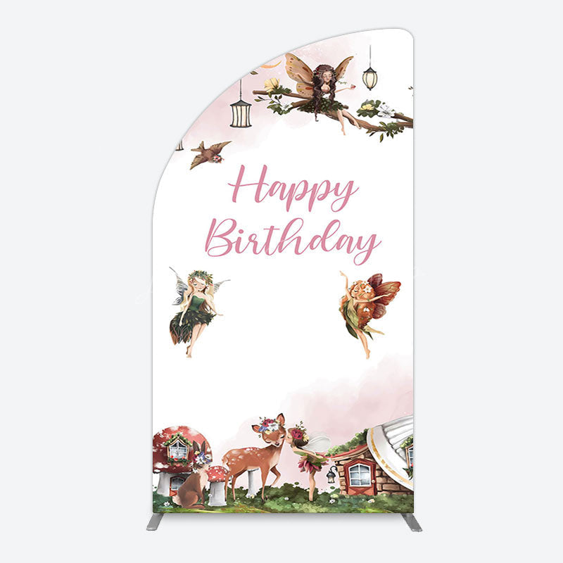 Lofaris Fairy Floral Wonderland Happy Birthday Arch Backdrop