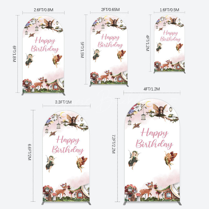 Lofaris Fairy Floral Wonderland Happy Birthday Arch Backdrop