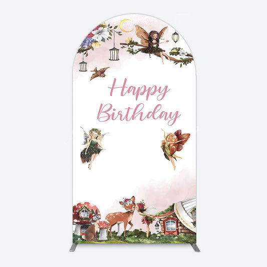 Lofaris Fairy Floral Wonderland Happy Birthday Arch Backdrop