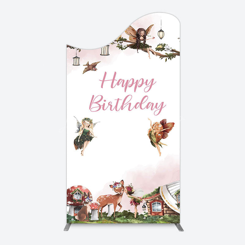 Lofaris Fairy Floral Wonderland Happy Birthday Arch Backdrop