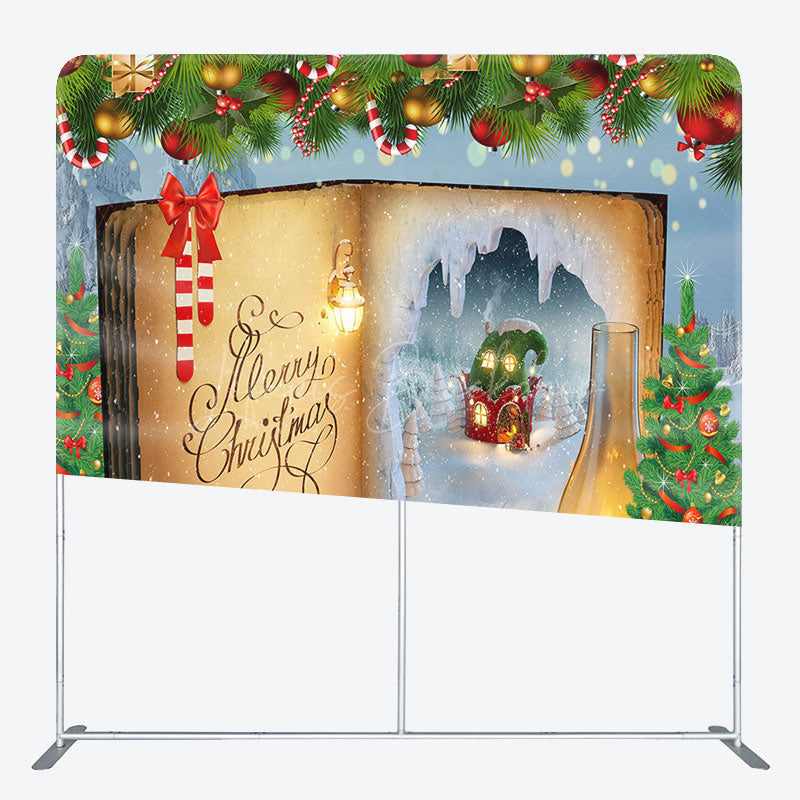 Lofaris Fairy Magic Book Christmas Tension Fabric Backdrop