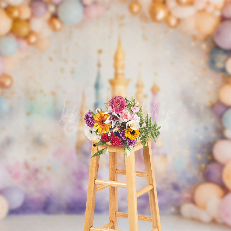 Lofaris Fairy Mural Castle Arch Balloons Cake Smash Backdrop