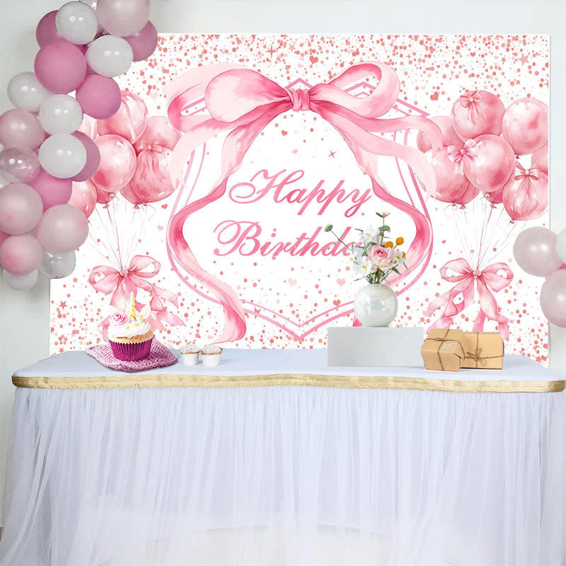 Lofaris Fairy Pink Balloons Bow Dots Happy Birthday Backdrop