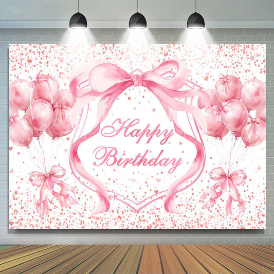 Lofaris Fairy Pink Balloons Bow Dots Happy Birthday Backdrop