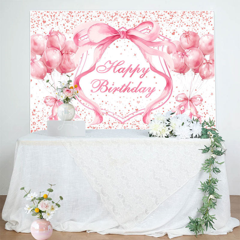 Lofaris Fairy Pink Balloons Bow Dots Happy Birthday Backdrop