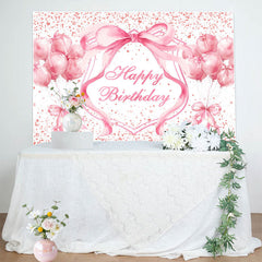 Lofaris Fairy Pink Balloons Bow Dots Happy Birthday Backdrop