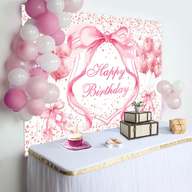 Lofaris Fairy Pink Balloons Bow Dots Happy Birthday Backdrop