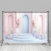 Lofaris Fairy Pink Blue Arch Floral Wedding Photo Backdrop