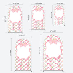 Lofaris Fairy Pink Bow Tie Floral Birthday Arch Backdrop