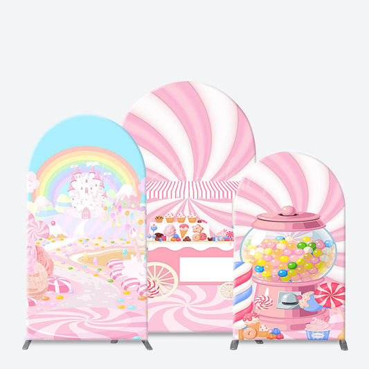 Lofaris Fairy Pink Candyland Rainbow Birthday Arch Backdrop
