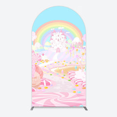 Lofaris Fairy Pink Candyland Rainbow Birthday Arch Backdrop