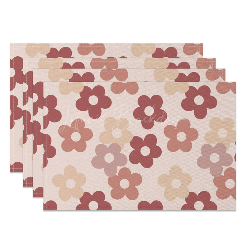 Lofaris Fairy Pink Daisy Floral Dining Set of 4 Placemats