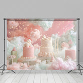 Lofaris Fairy Pink White Clouds Lighted Cake Smash Backdrop