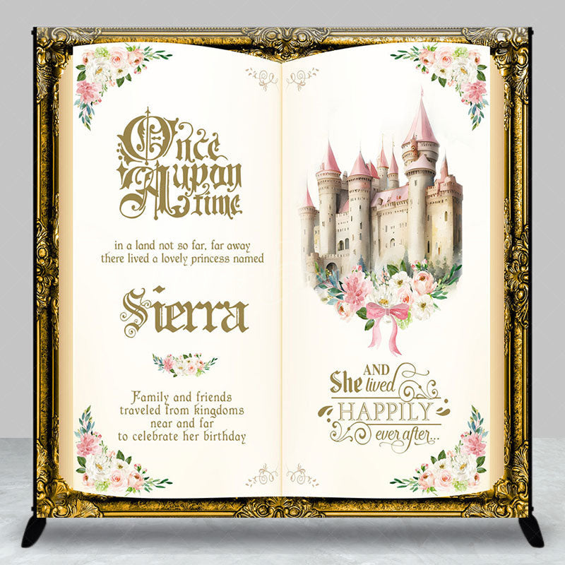 Lofaris Fairy Tale Book Castle Custom Name Birthday Backdrop