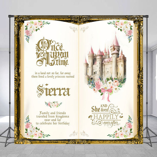 Lofaris Fairy Tale Book Castle Custom Name Birthday Backdrop