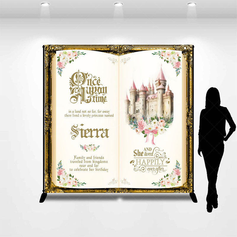 Lofaris Fairy Tale Book Castle Custom Name Birthday Backdrop