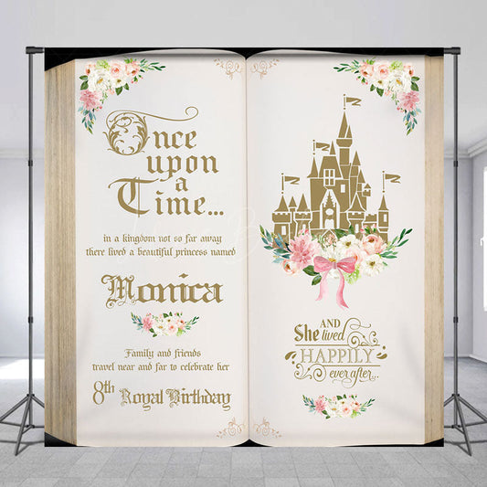 Lofaris Fairy Tale Book Custom Name 8th Birthday Backdrop