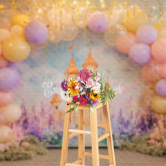 Lofaris Fairy Tale Gold Pink Castle Girl Cake Smash Backdrop