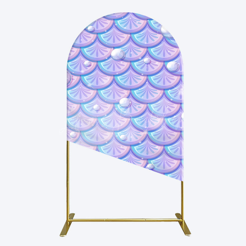 Lofaris Fairy Tale Mermaid Scale Pearl Birthday Arch Backdrop