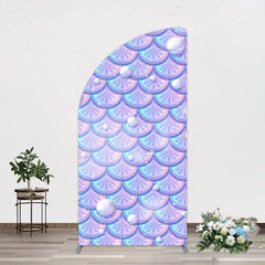 Lofaris Fairy Tale Mermaid Scale Pearl Birthday Half Moon Arch Backdrop