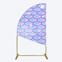 Lofaris Fairy Tale Mermaid Scale Pearl Birthday Half Moon Arch Backdrop