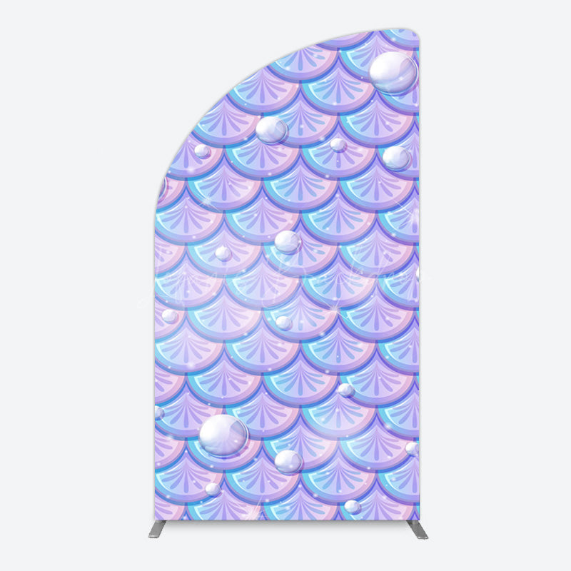 Lofaris Fairy Tale Mermaid Scale Pearl Birthday Half Moon Arch Backdrop