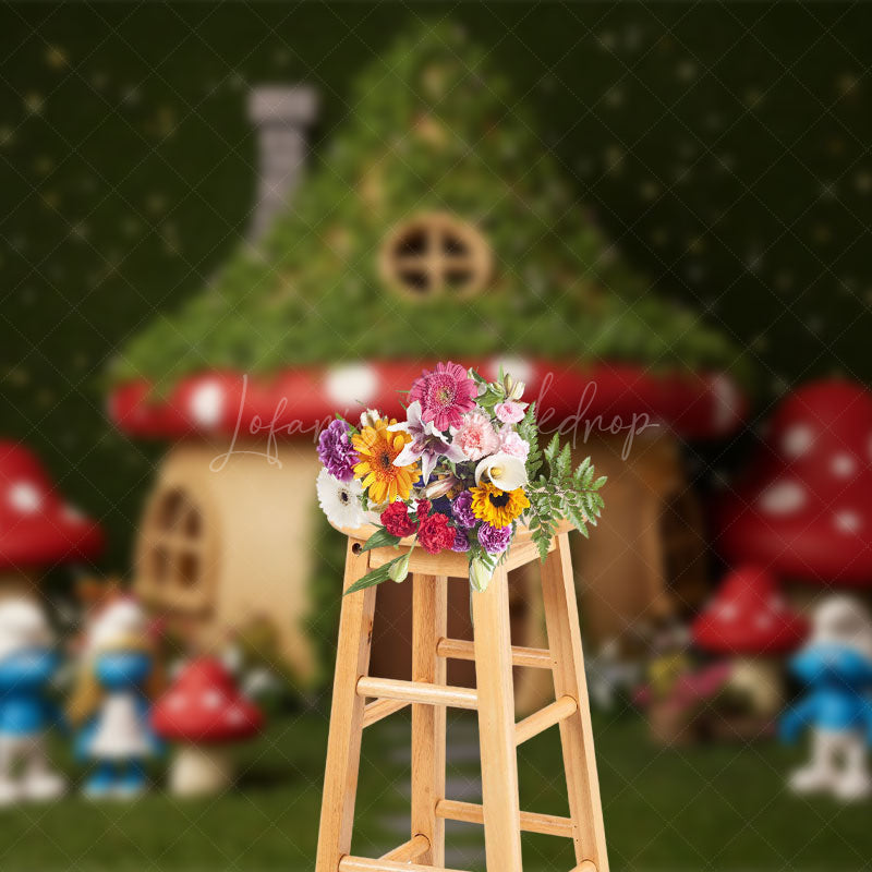 Lofaris Fairy Tale Mushroom World Cute Cake Smash Backdrop