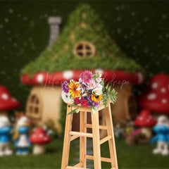 Lofaris Fairy Tale Mushroom World Cute Cake Smash Backdrop