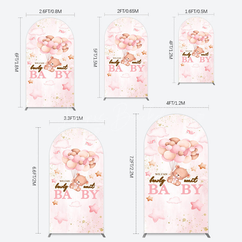 Lofaris Fairy Tale Pink Bearly Wait Baby Shower Arch Backdrop