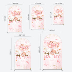 Lofaris Fairy Tale Pink Bearly Wait Baby Shower Arch Backdrop