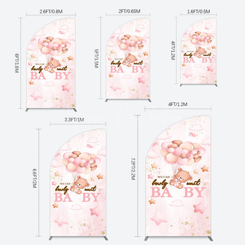 Lofaris Fairy Tale Pink Bearly Wait Baby Shower Half Moon Arch Backdrop