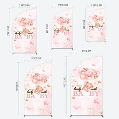 Lofaris Fairy Tale Pink Bearly Wait Baby Shower Half Moon Arch Backdrop