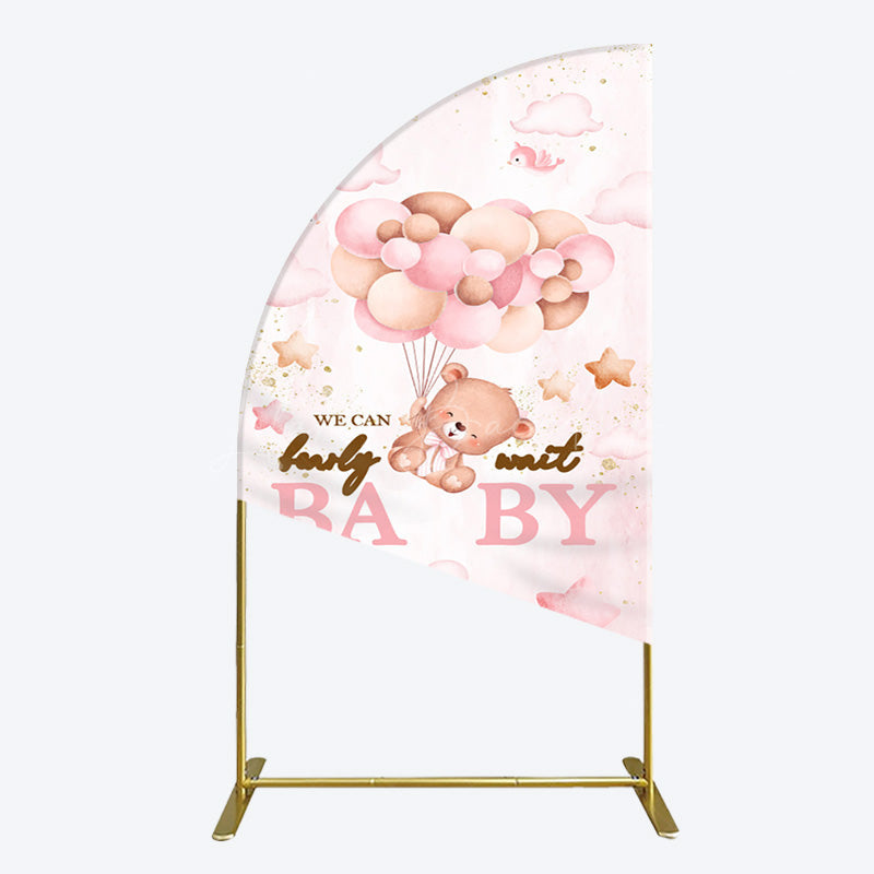 Lofaris Fairy Tale Pink Bearly Wait Baby Shower Half Moon Arch Backdrop