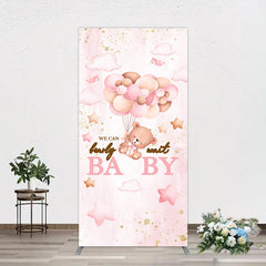 Lofaris Fairy Tale Pink Bearly Wait Baby Shower Rectangle Backdrop