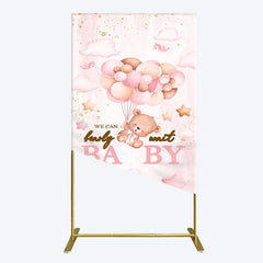 Lofaris Fairy Tale Pink Bearly Wait Baby Shower Rectangle Backdrop