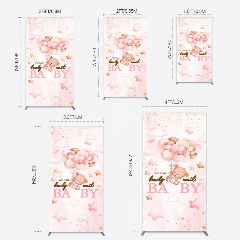 Lofaris Fairy Tale Pink Bearly Wait Baby Shower Rectangle Backdrop