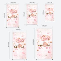 Lofaris Fairy Tale Pink Bearly Wait Baby Shower Rectangle Backdrop