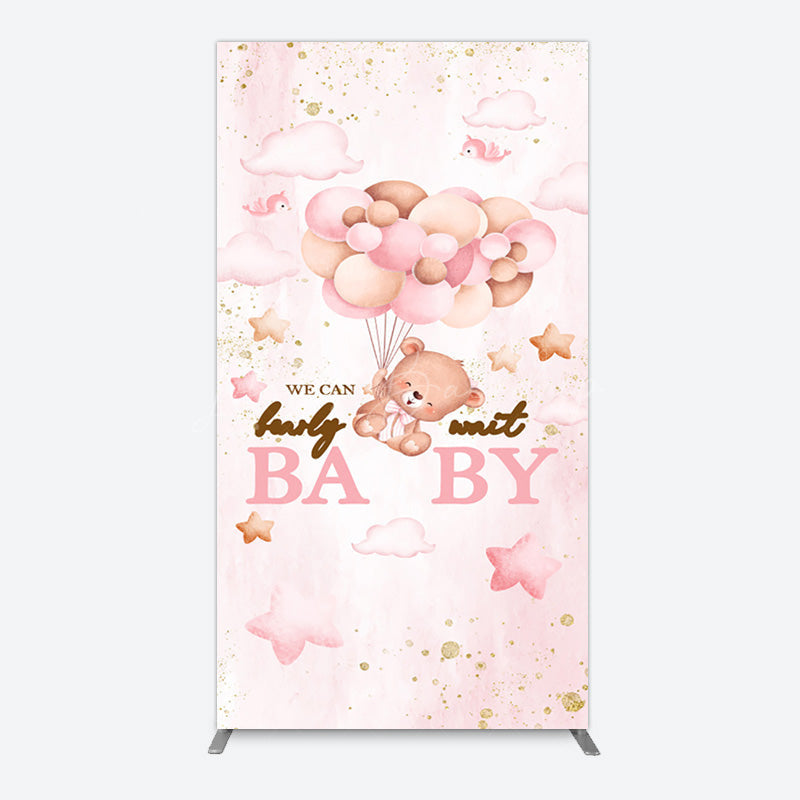 Lofaris Fairy Tale Pink Bearly Wait Baby Shower Rectangle Backdrop