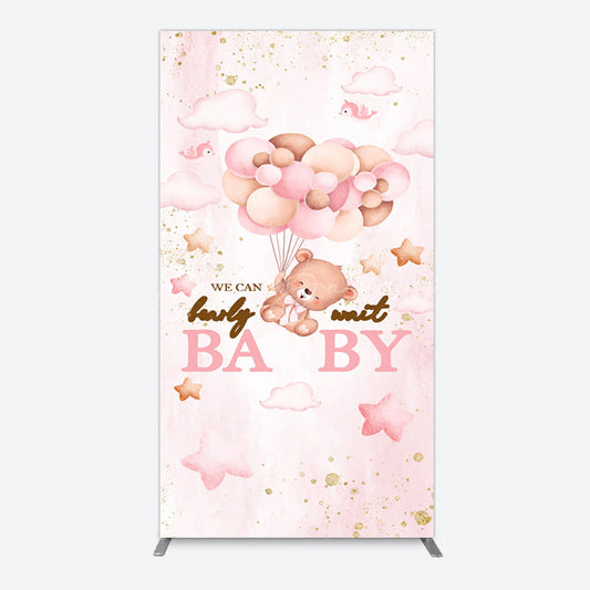 Lofaris Fairy Tale Pink Bearly Wait Baby Shower Rectangle Backdrop