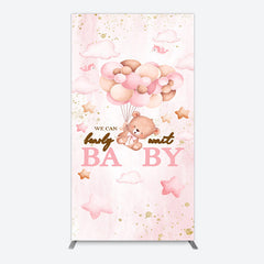 Lofaris Fairy Tale Pink Bearly Wait Baby Shower Rectangle Backdrop