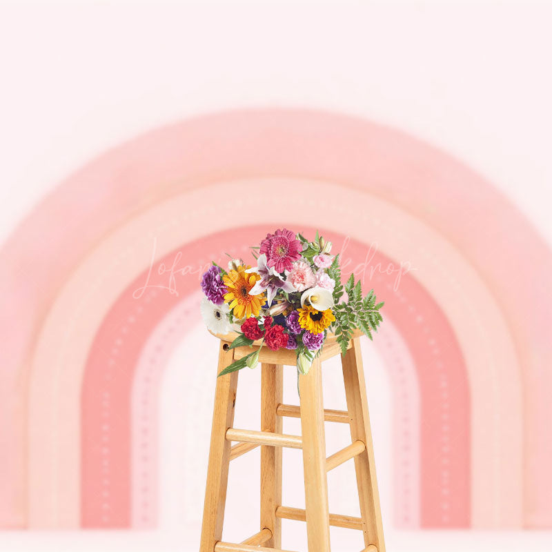Lofaris Fairy Tale Pink Boho Rainbow Cake Smash Backdrop