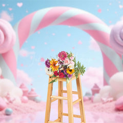Lofaris Fairy Tale Pink Candyland Hearts Cake Smash Backdrop