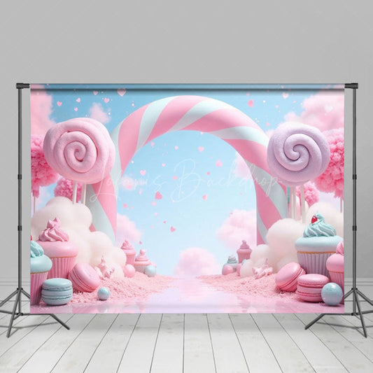 Lofaris Fairy Tale Pink Candyland Hearts Cake Smash Backdrop
