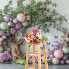 Lofaris Fairy Tree Balloons Floral Cake Smash Photo Backdrop