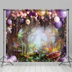 Lofaris Fairy Wonderland Balloons Wood Floor Room Set Backdrop