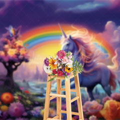 Lofaris Fairy Wonderland Colorful Unicorn Cake Smash Backdrop