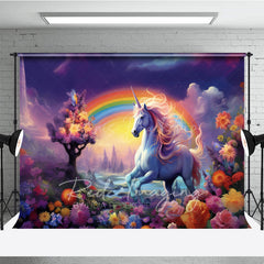 Lofaris Fairy Wonderland Colorful Unicorn Cake Smash Backdrop